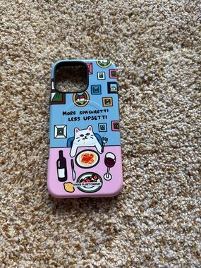 Kinder Planet Cute Cat Spaghetti iPhone Case - Pink & Blue